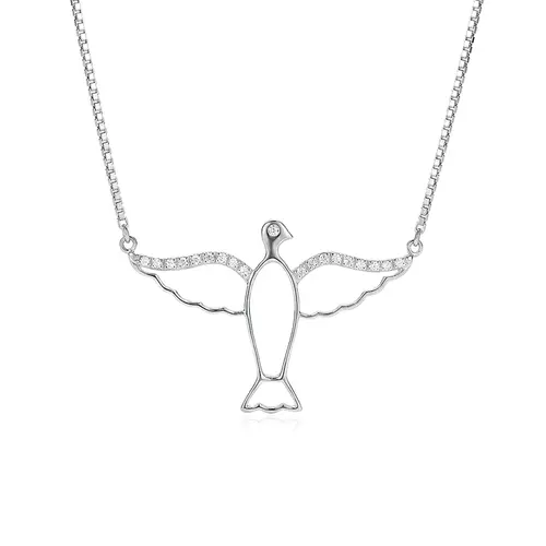 Pingente Ouro Branco 18K Espírito Santo com Diamantes