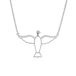 Pingente Ouro Branco 18K Espírito Santo com Diamantes