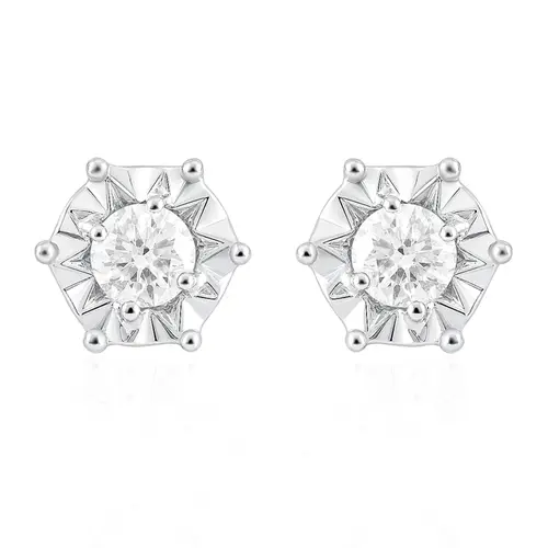 Par de Brincos Solitário Ouro Branco 18K com Diamantes 124920