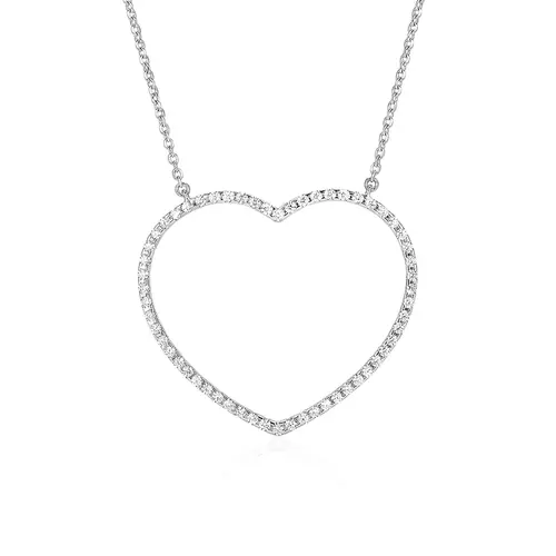 Pingente Coração Ouro Branco 18K com Diamantes.