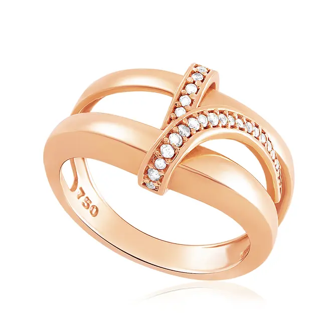 Anel de Ouro Rosé 18K com Diamantes