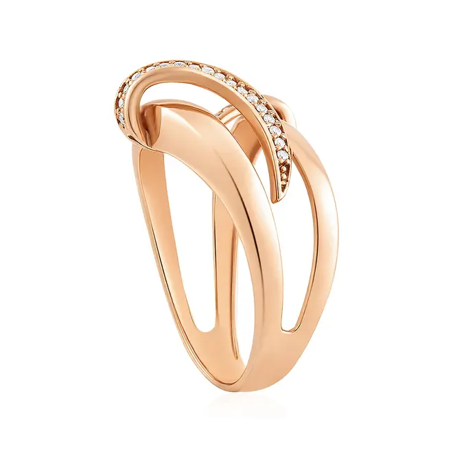 Anel de Ouro Rosé 18K com Diamantes