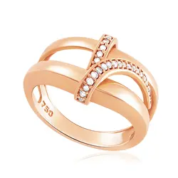 Anel de Ouro Rosé 18K com Diamantes