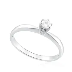 Anel Solitário de Ouro Branco 18K com Diamante