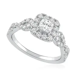 Anel de Ouro Branco 18K com Diamantes