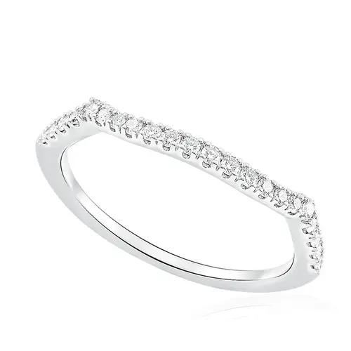 Meia Aliança de Ouro Branco 18K com Diamantes