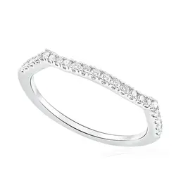 Meia Aliança de Ouro Branco 18K com Diamantes