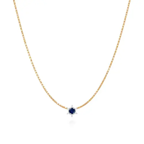 Pingente de Ouro Branco 18K com Diamantes e Safira