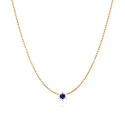 Pingente de Ouro Branco 18K com Diamantes e Safira