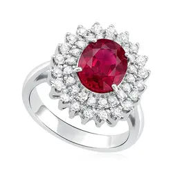 Anel de Ouro Branco 18K com Diamantes e Rubi 124936
