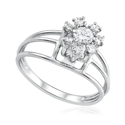 Anel de Ouro Branco 18K com Diamantes 124939