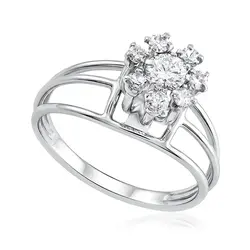 Anel de Ouro Branco 18K com Diamantes 124939