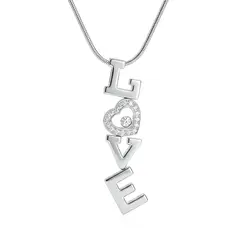 Corrente e Pingente Love de Ouro Branco com Diamantes