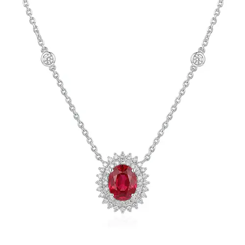 Pingente, Rubilita 1,90 Cts, 44 Diamantes 40 Pts Ouro Bco.