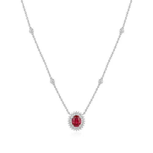 Pingente, Rubilita 1,90 Cts, 44 Diamantes 40 Pts Ouro Bco.