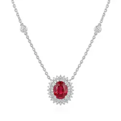Pingente, Rubilita 1,90 Cts, 44 Diamantes 40 Pts Ouro Bco.