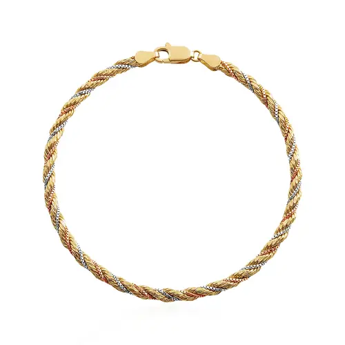 Pulseira Malha Corda de Ouro 2 Cores