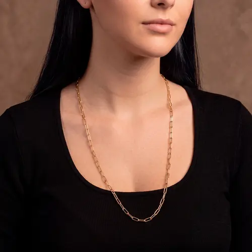 Corrente Elos Cartier Alongado de Ouro Amarelo