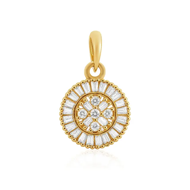 Pingente Pizza com Zircônias em Ouro Amarelo 18K