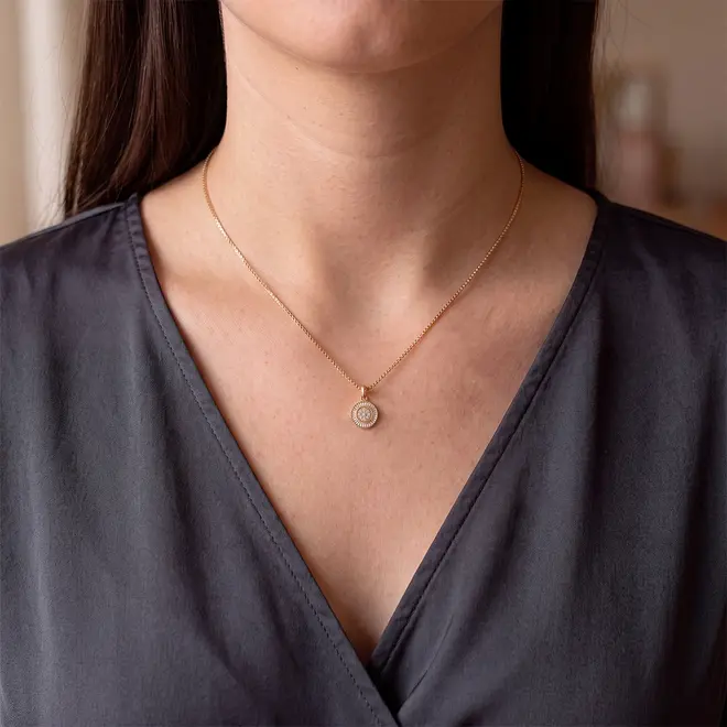 Pingente Pizza com Zircônias em Ouro Amarelo 18K