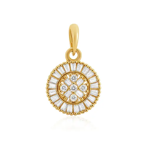 Pingente Pizza com Zircônias em Ouro Amarelo 18K