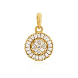 Pingente Pizza com Zircônias em Ouro Amarelo 18K