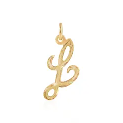 Pingente de Ouro com Letra L- efeito acetinado