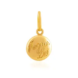 Pingente Redondo Agnus Dei de Ouro Amarelo 18K