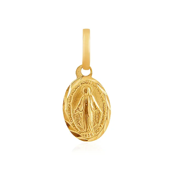 Pingente Oval Ave Maria em Ouro Amarelo 18K