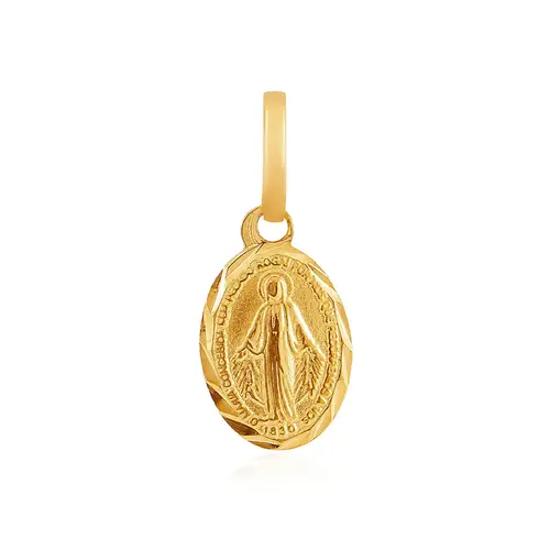 Pingente Oval Ave Maria em Ouro Amarelo 18K