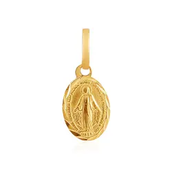 Pingente Oval Ave Maria em Ouro Amarelo 18K