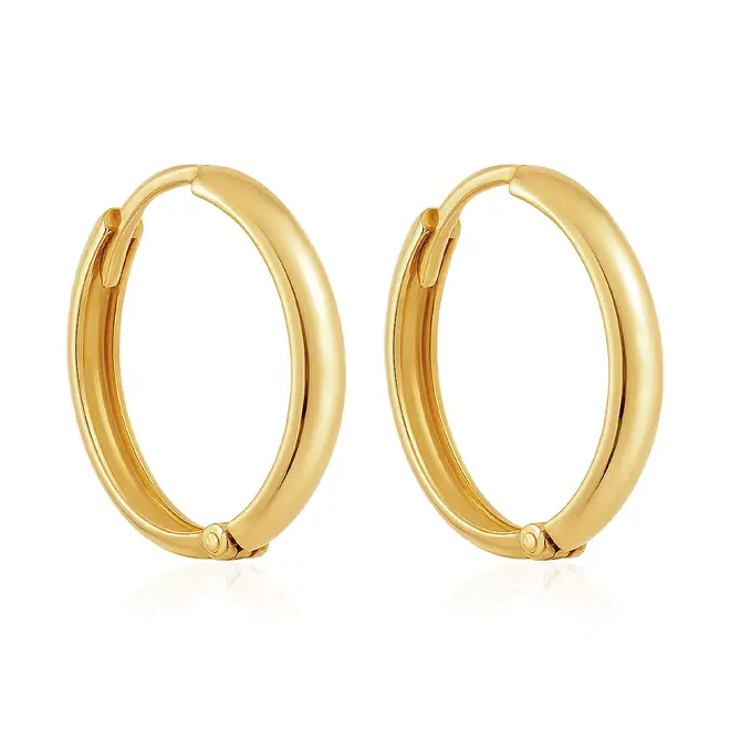 Par de Brincos Argola Redondo de Ouro Amarelo 124975