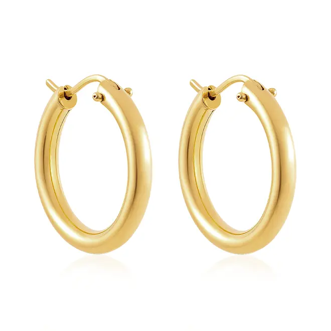 Par de Brincos Argola Redondo de Ouro Amarelo 124977