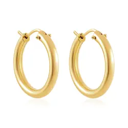 Par de Brincos Argola Redondo de Ouro Amarelo 124977