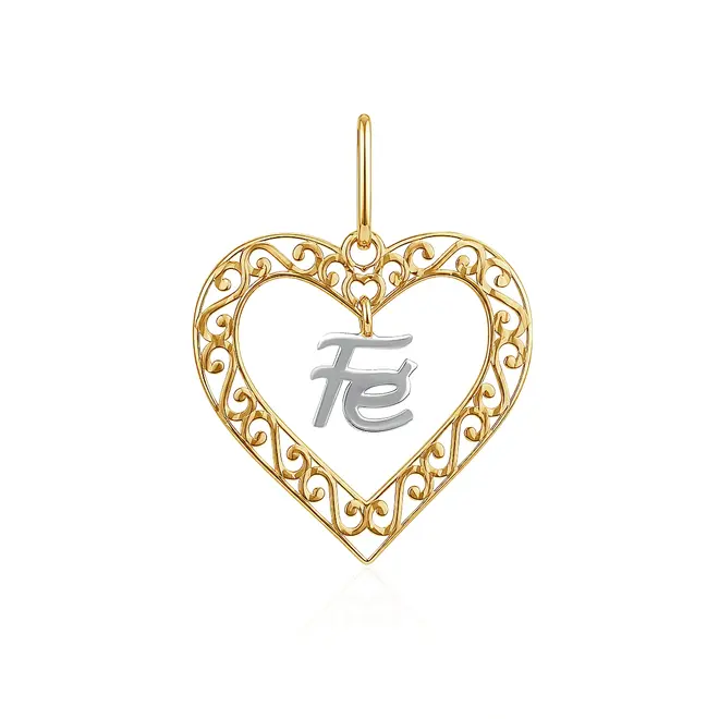 Pingente Coração vazado em Ouro Amarelo 18K