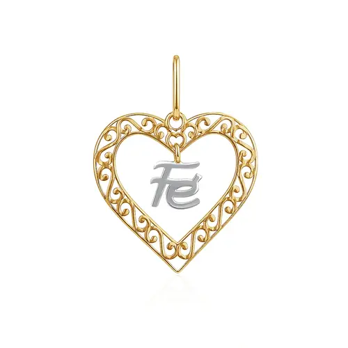 Pingente Coração vazado em Ouro Amarelo 18K