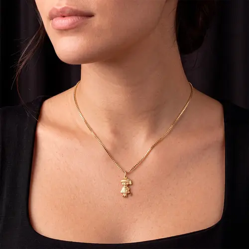 Pingente Menina em Ouro Amarelo 18K