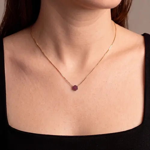 Pingente Chuveiro em Ouro Amarelo 18K com Rubis
