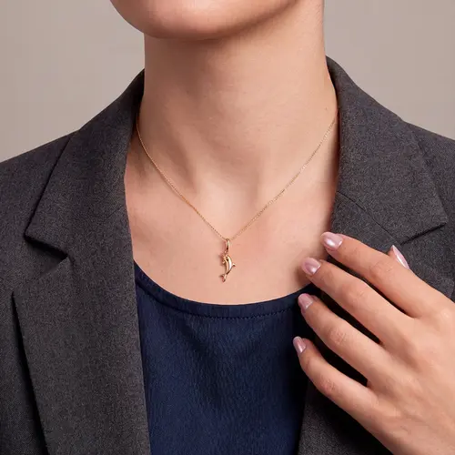 Pingente Golfinho em Ouro Amarelo 18K