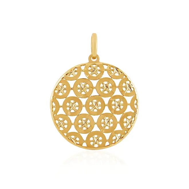 Pingente Medalha Vazada em Ouro Amarelo 18K