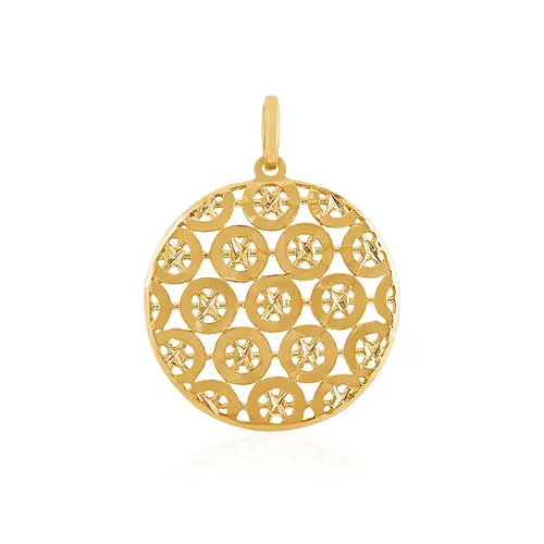Pingente Medalha Vazada em Ouro Amarelo 18K