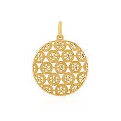 Pingente Medalha Vazada em Ouro Amarelo 18K