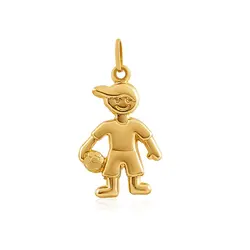 Pingente Menino com Bola em Ouro Amarelo 18K 
