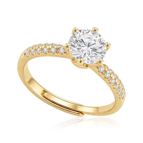 Anel Trabalhado de Prata com Mossanita Acabamento em Ouro Amarelo 125079