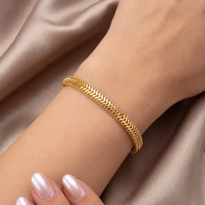 Pulseira Malha Serpente de Ouro Amarelo