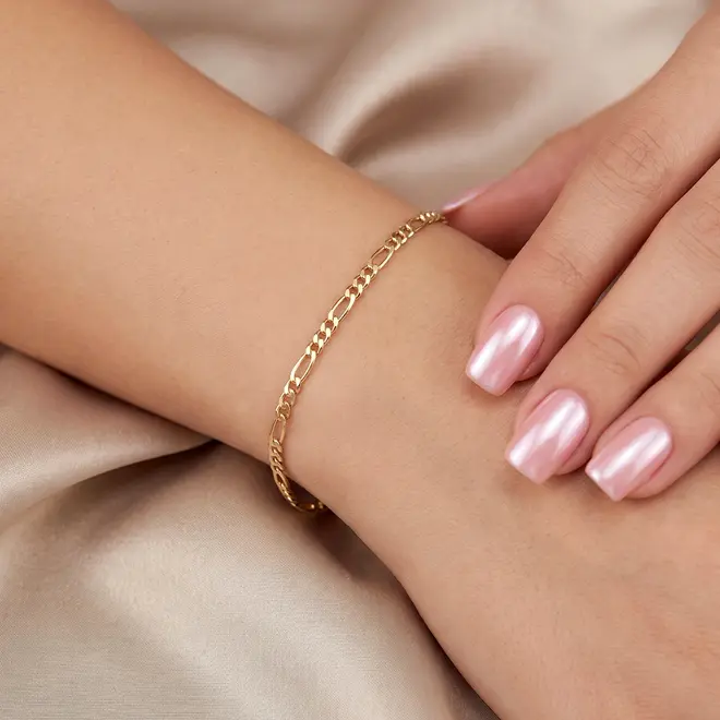 Pulseira de Ouro Amarelo Elos Fígaro 3x1