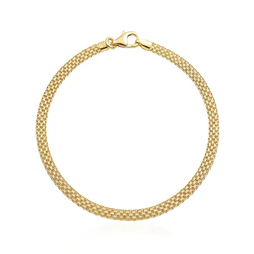 Pulseira Malha Cadeado Esteira em Ouro Amarelo.