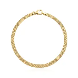 Pulseira Malha Cadeado Esteira em Ouro Amarelo.