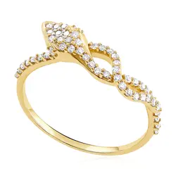 Anel Serpente de Ouro Amarelo 18K com Diamantes