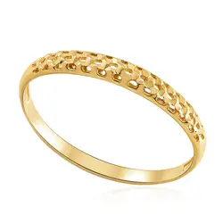 Anel Trabalhado Vazado em Ouro Amarelo 18K